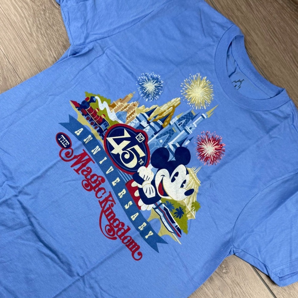 Disney Unisex T-Shirt Magic Kingdom 45th Anniversary Mickey Blue S